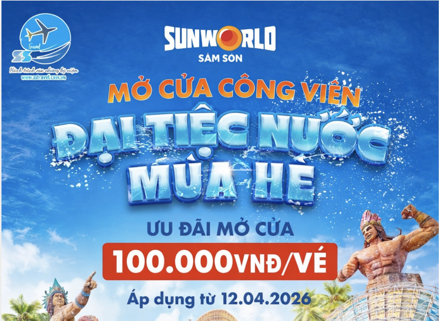 Công viên nước Sầm Sơn mở cửa – Vé chỉ 100K hè 2026